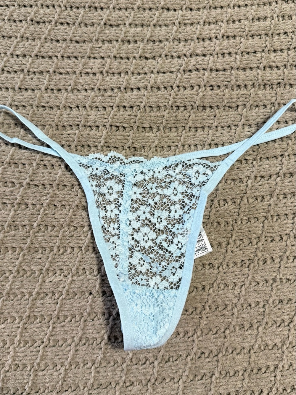 Light Blue Lace G-String Panty - Women's Intimates